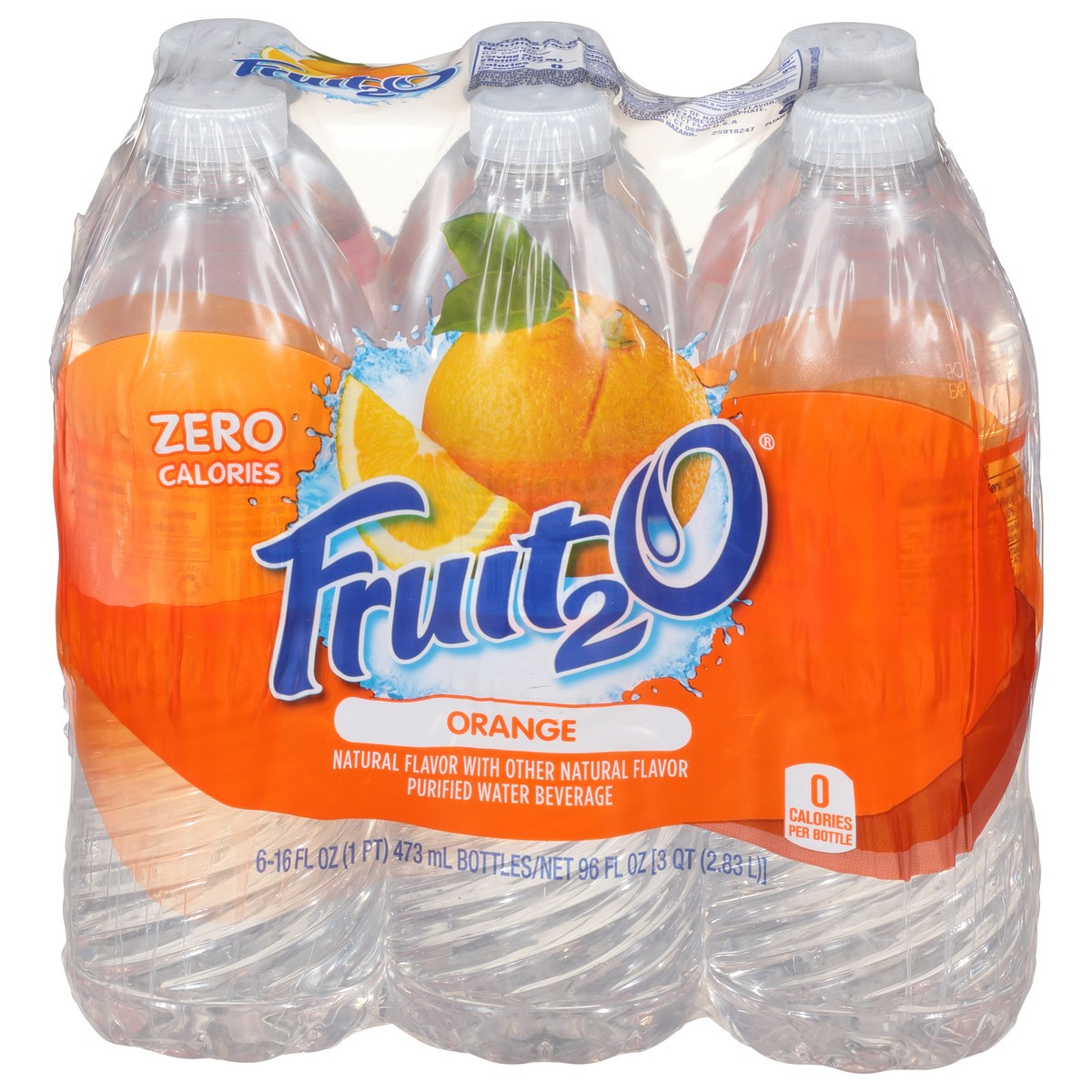 slide 1 of 10, Fruit2O Orange Purified Water Beverage, 6 ct; 16 fl oz