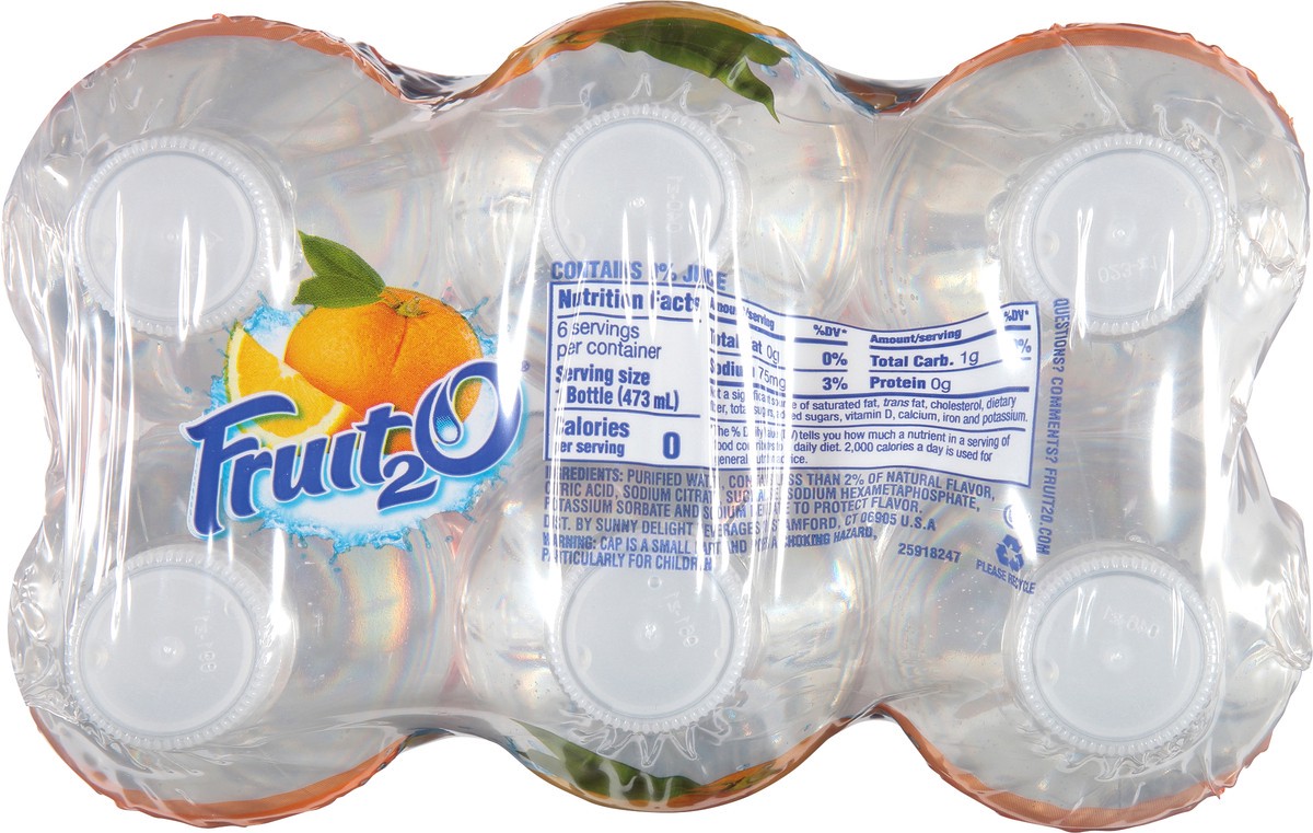 slide 5 of 10, Fruit2O Orange Purified Water Beverage, 6 ct; 16 fl oz