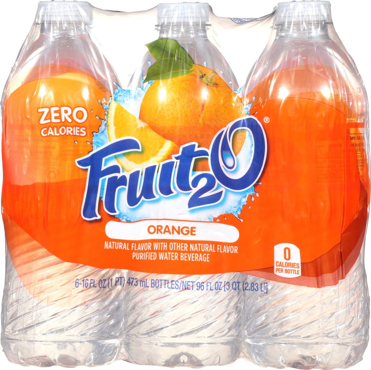slide 8 of 10, Fruit2O Orange Purified Water Beverage, 6 ct; 16 fl oz