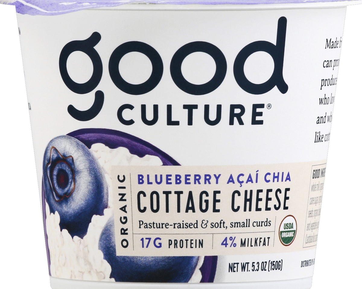 slide 6 of 6, good culture 4% Milkfat Organic Blueberry Acai Chia Cottage Cheese 5 oz, 5 oz