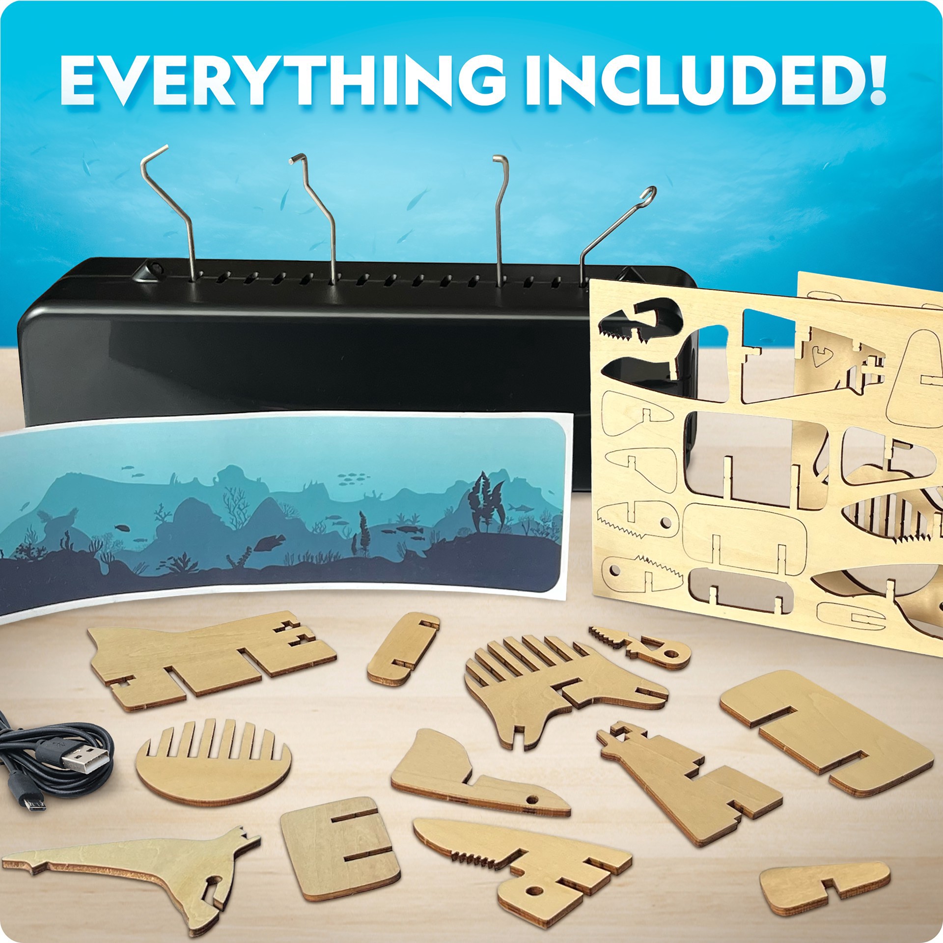 slide 3 of 5, National Geographic Motorized Shark Model Kit, 45 wooden pieces