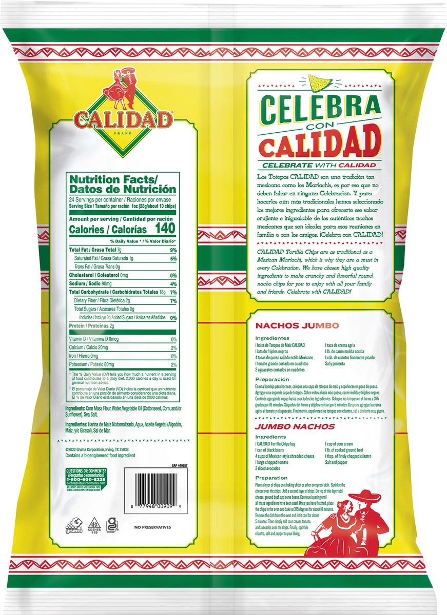 slide 5 of 9, Calidad Round Tortilla Chips Jumbo Size, 24 oz, 24 oz