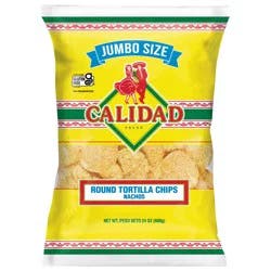 Calidad Round Tortilla Chips Jumbo Size, 24 oz