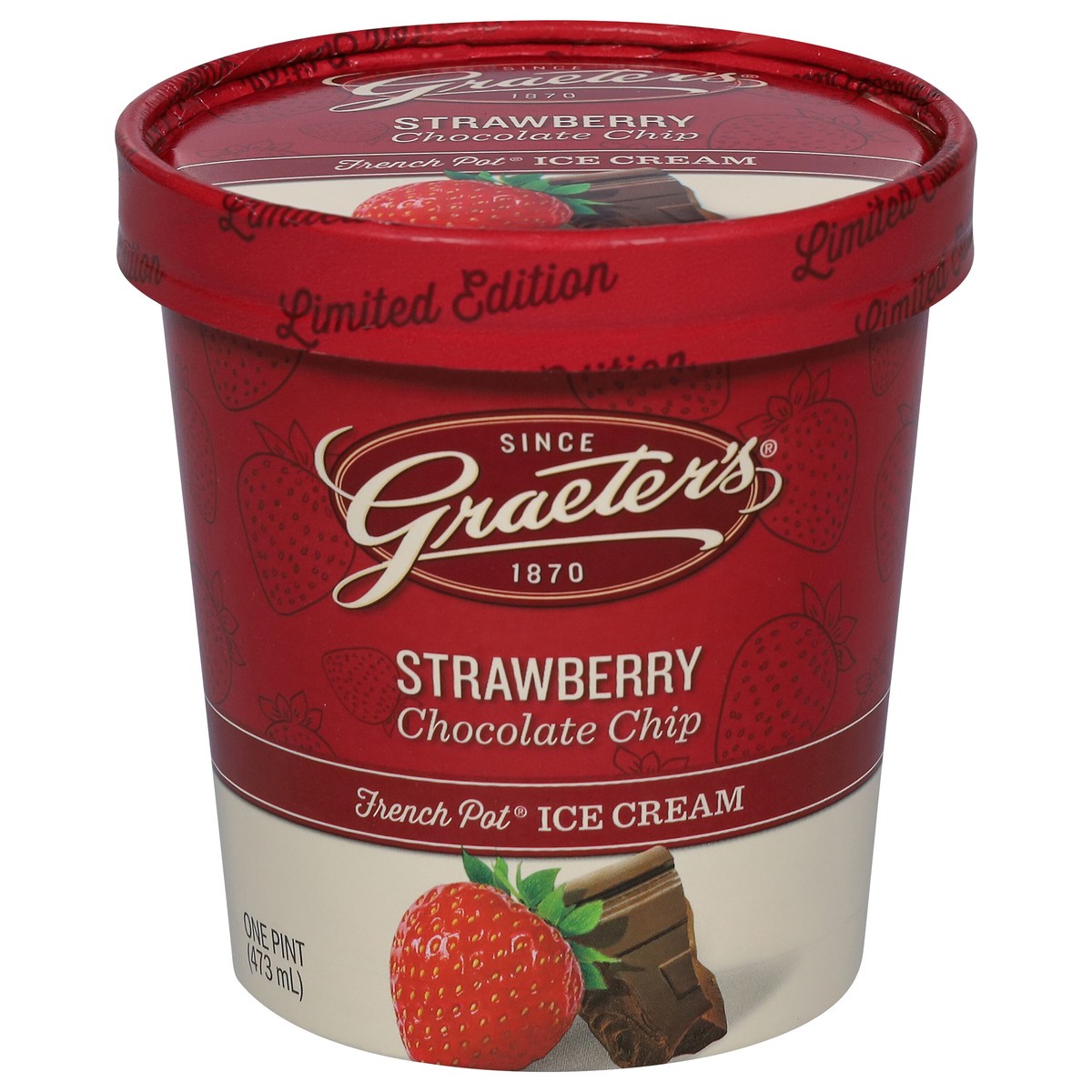 slide 1 of 9, Graeter's French Pot Strawberry Chocolate Chip Ice Cream 1 pt, 1 pint