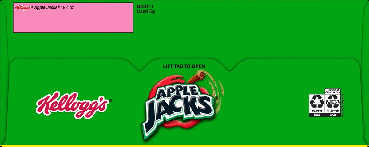 slide 8 of 8, Apple Jacks Kellogg's Apple Jacks Breakfast Cereal, 8 Vitamins and Minerals, Kids Snacks, Family Size, Original, 19.4oz Box, 1 Box, 19.4 oz