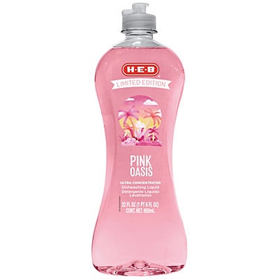 slide 1 of 1, H-E-B Limited Edition Ultra Concentrated Pink Oasis Dish Soap, 22 oz