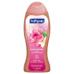 Softsoap Exfoliating Body Wash,  Lustrous Glow Pink Rose & Vanilla - 20 Fl. Oz.