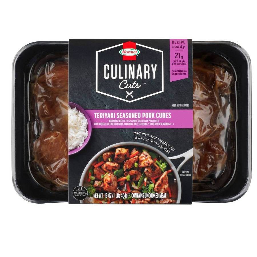 slide 1 of 1, Hormel Culinary Cuts Teriyaki Pork Cubes, 1 lb