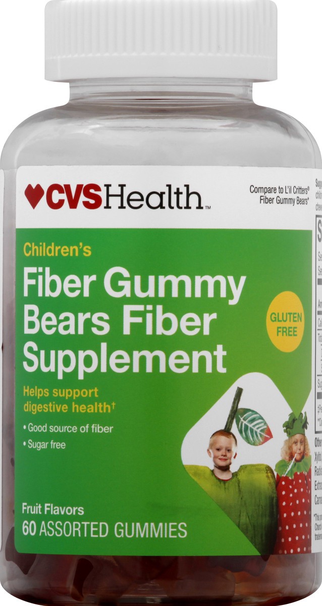 slide 1 of 10, CVS Health Children's Fiber Gummy Bears Fiber Supplement, Fruit Flavors, 60 Ct, 60 ct