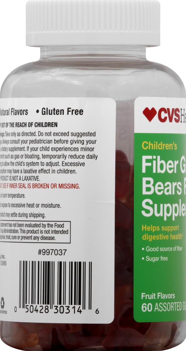 slide 5 of 10, CVS Health Children's Fiber Gummy Bears Fiber Supplement, Fruit Flavors, 60 Ct, 60 ct