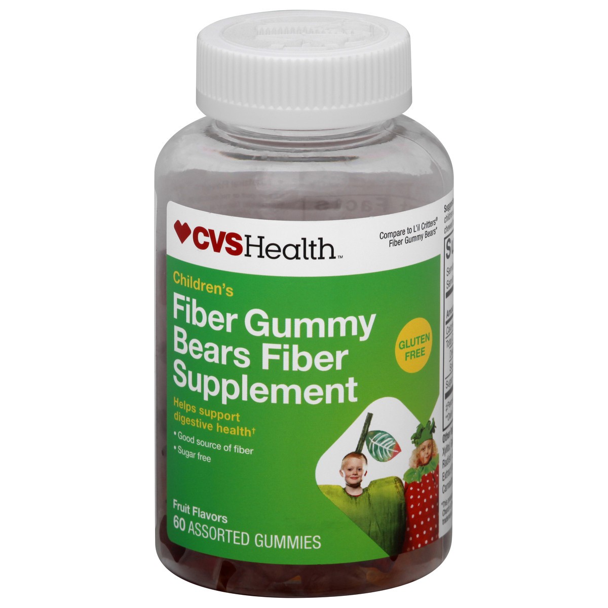 slide 3 of 10, CVS Health Children's Fiber Gummy Bears Fiber Supplement, Fruit Flavors, 60 Ct, 60 ct