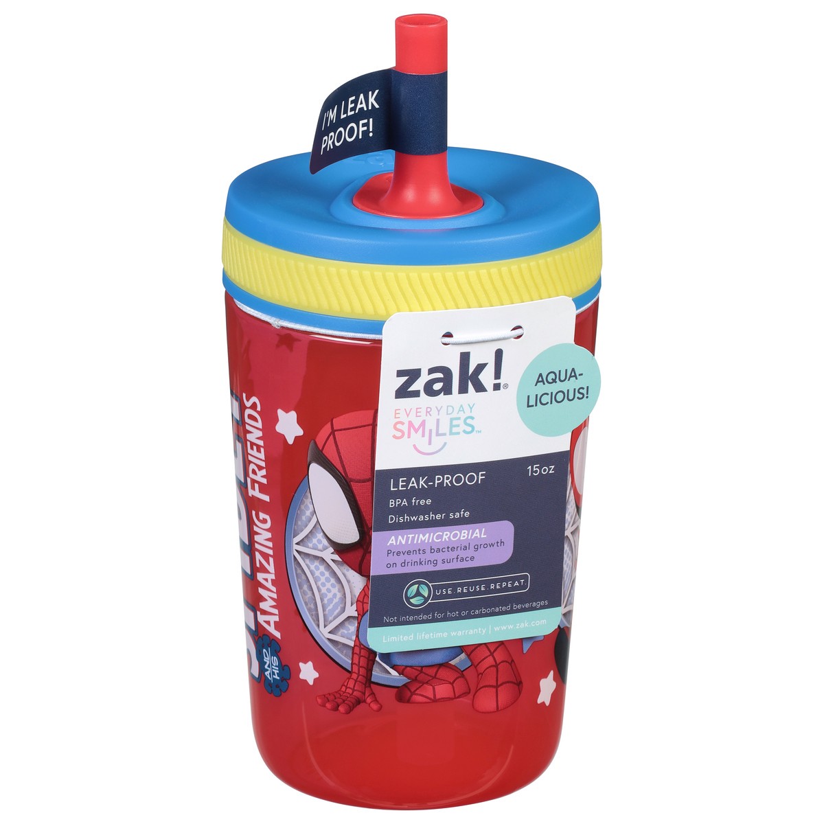 slide 4 of 9, Zak! Designs Kids Plastic Tumbler with Straw - Spider-Man, 1 ct