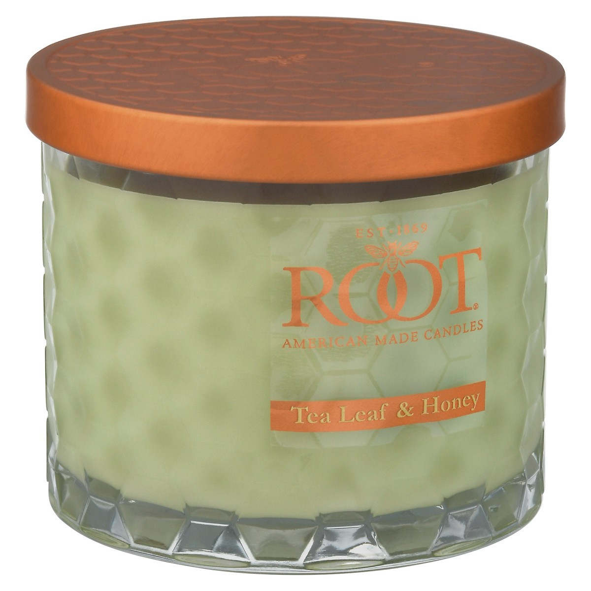 slide 9 of 9, Root Candles Tea Leaf & Honey 3 Wick Honeycomb Candle, 12 oz