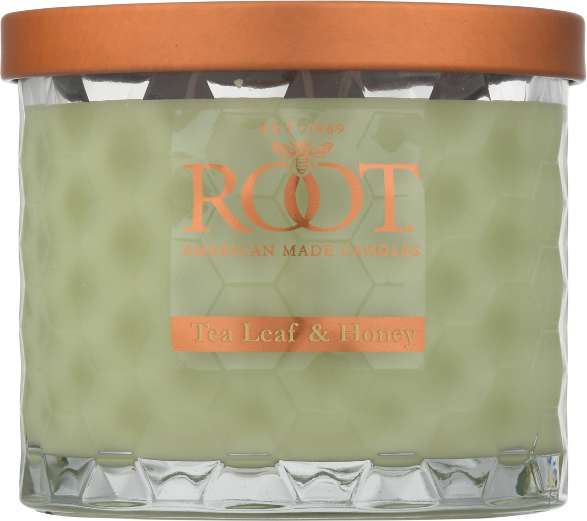 slide 5 of 9, Root Candles Tea Leaf & Honey 3 Wick Honeycomb Candle, 12 oz