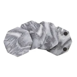 Kamenstein Hex Marble Coaster Set Grey 4pc
