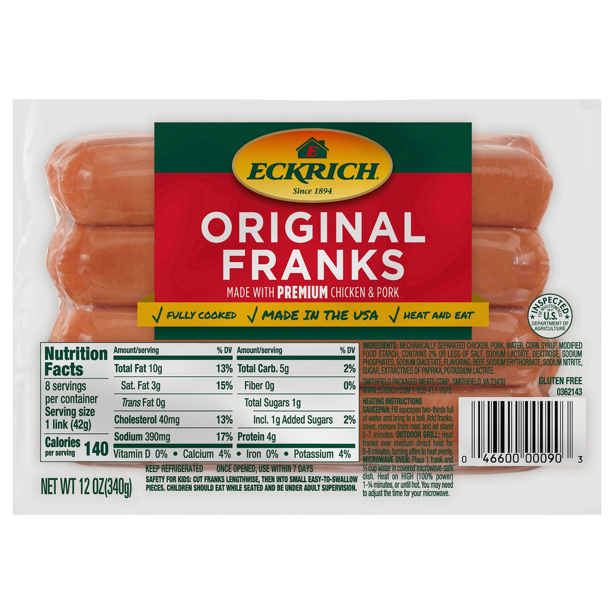 slide 1 of 4, Eckrich Original Franks\, 12 oz, 12 oz