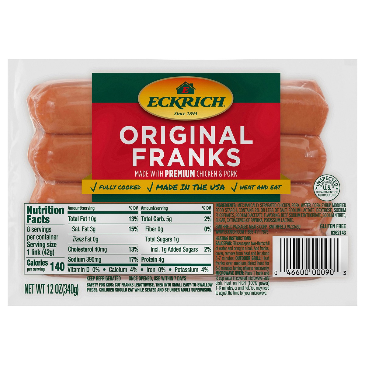 slide 1 of 4, Eckrich Original Franks, 12 oz, 12 oz