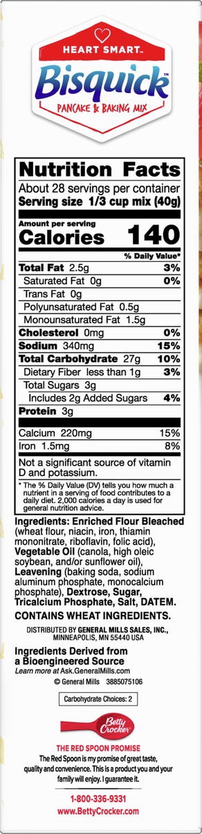 slide 12 of 13, Bisquick Betty Crocker Bisquick Heart Smart Pancake and Baking Mix, 40 oz