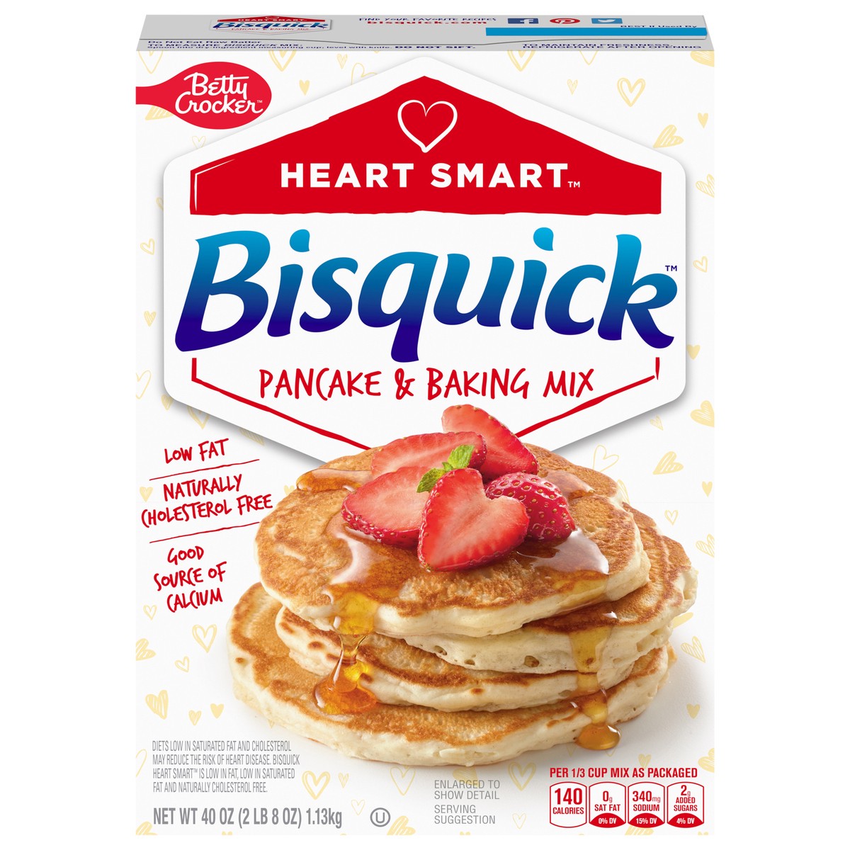 slide 1 of 13, Betty Crocker Bisquick Pancake and Baking Mix, Low Fat, Cholesterol Free, Heart Smart, 40 oz, 40 oz