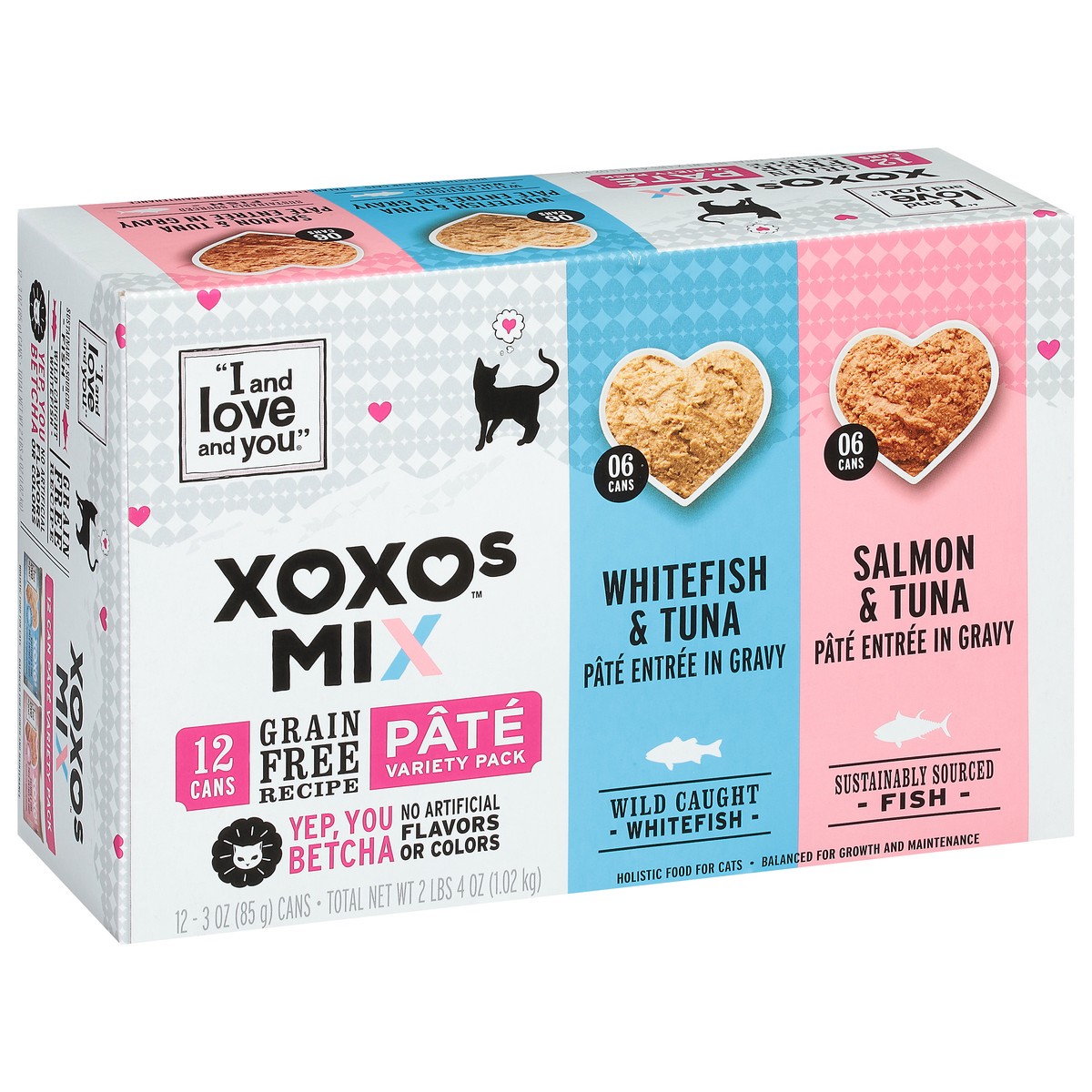 slide 7 of 9, I and Love and You XOXOs Mix Grain Free Recipe Holistic Whitefish & Tuna/Salmon & Tuna Food for Cats Pate Variety Pack 12 - 3 oz Cans, 12 ct