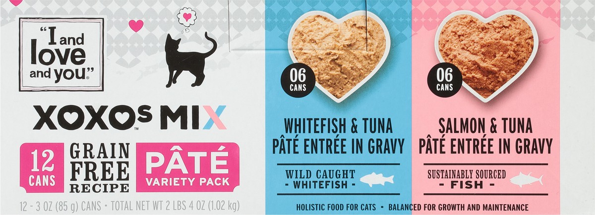 slide 8 of 9, I and Love and You XOXOs Mix Grain Free Recipe Holistic Whitefish & Tuna/Salmon & Tuna Food for Cats Pate Variety Pack 12 - 3 oz Cans, 12 ct