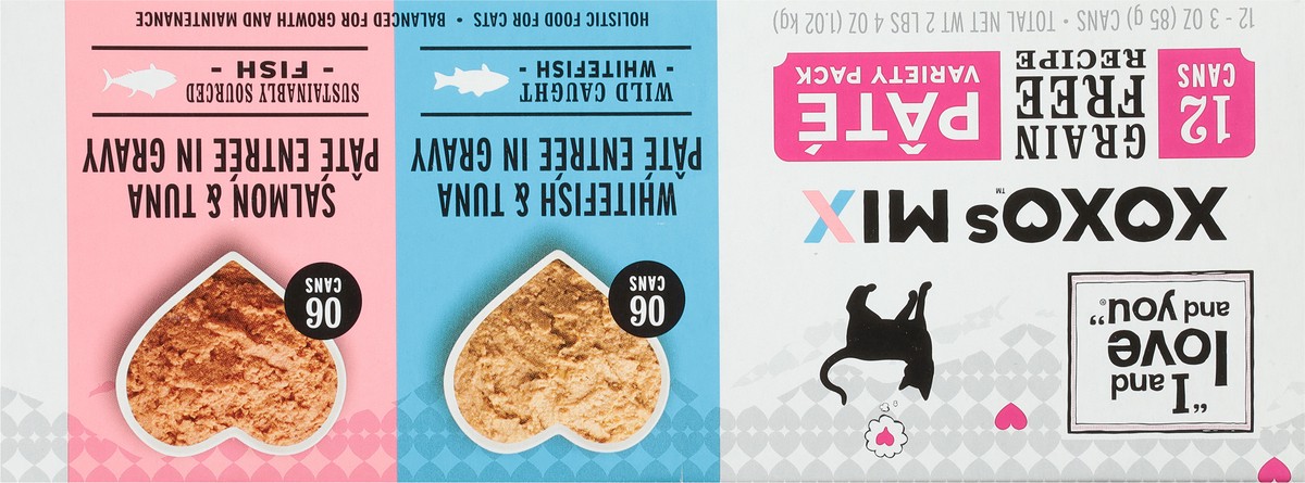 slide 5 of 9, I and Love and You XOXOs Mix Grain Free Recipe Holistic Whitefish & Tuna/Salmon & Tuna Food for Cats Pate Variety Pack 12 - 3 oz Cans, 12 ct