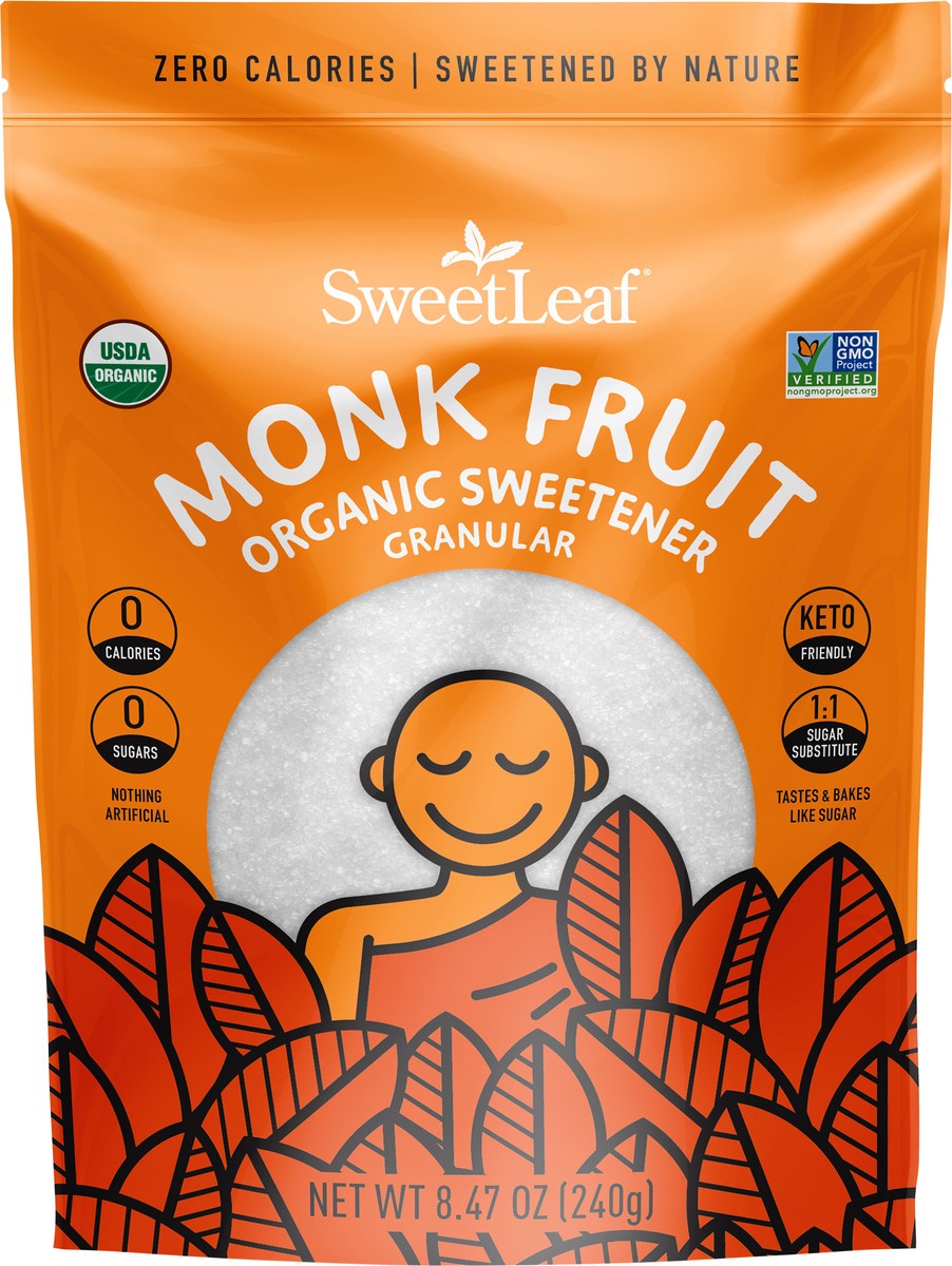 slide 1 of 8, SweetLeaf Organic Monk Fruit Granular Sweetener - 8.47 oz, 8.47 oz