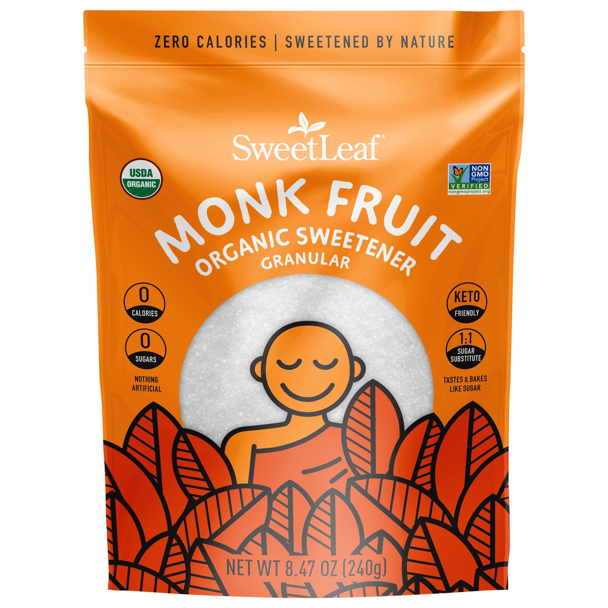 slide 1 of 1, SweetLeaf Sweetener Organic Monk Fruit Granular, 8.47 oz