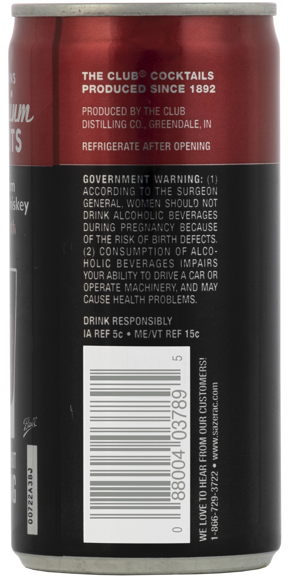 slide 2 of 2, The Club Cocktails The Club Manhattan, 200ml Can 34 Proof, 200 ml