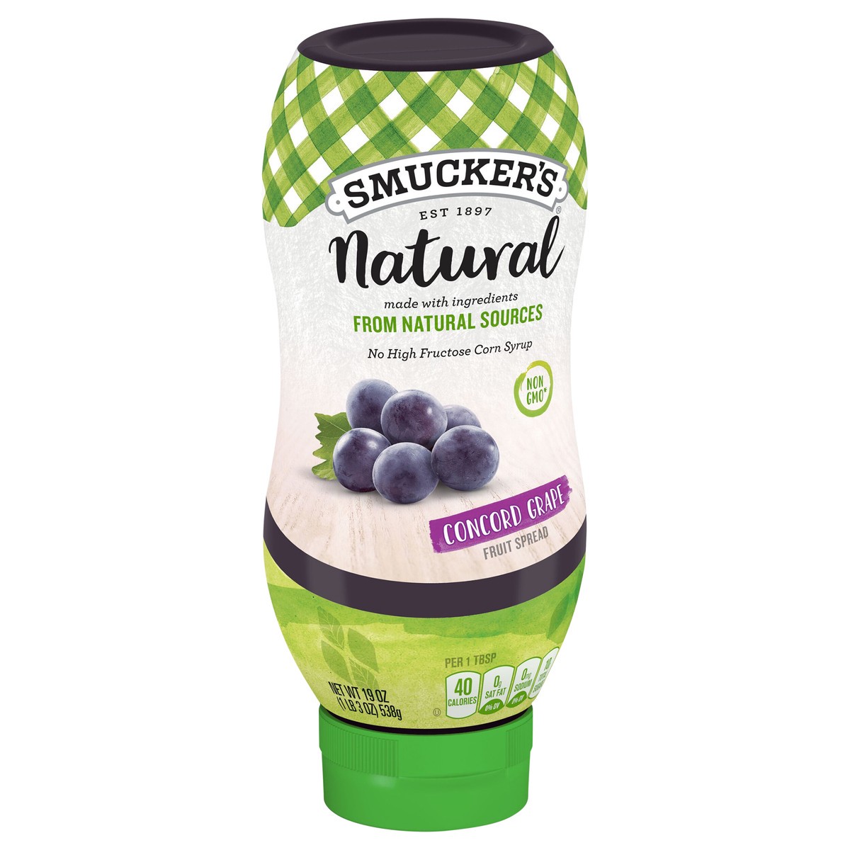 slide 6 of 13, Smucker's Fruit Spread, Natural, Concord Grape, Squeeze Bottle, 19 oz