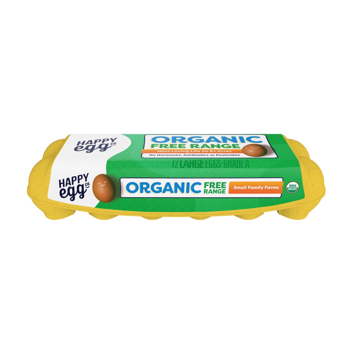 slide 1 of 1, Happy Egg Co. Eggs, Organic, Free Range, Large, 12 ct