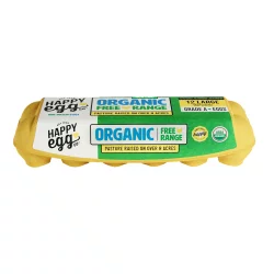 Happy Egg Co. Large Brown Organic Free Range Eggs, Grade A Eggs, 12 count