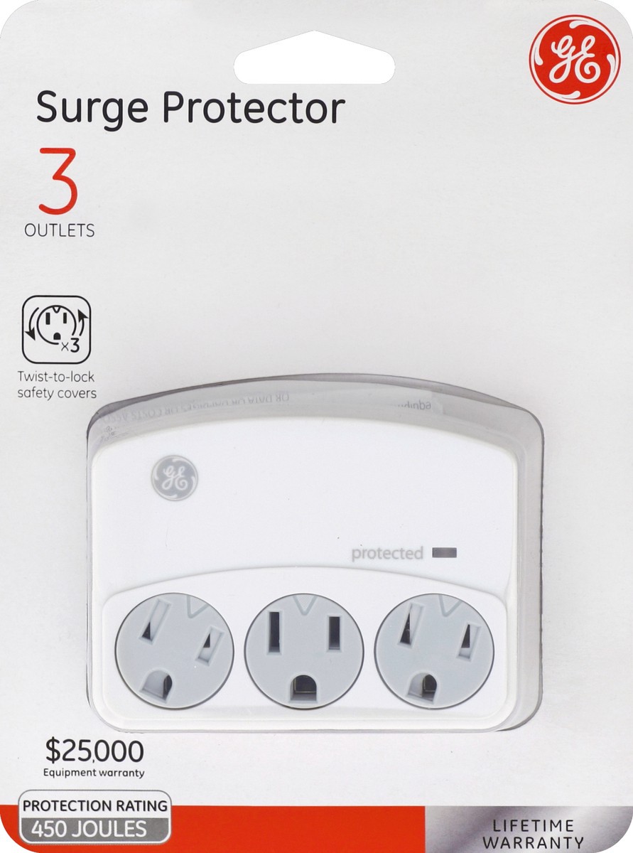 slide 1 of 2, General Electric General Purpose 3-Outlet Surge Protector, White, 1 ct