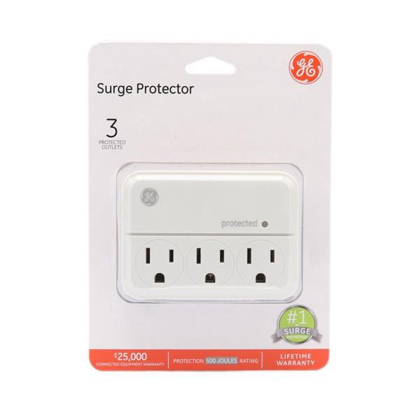 slide 1 of 2, General Electric General Purpose 3-Outlet Surge Protector, White, 1 ct