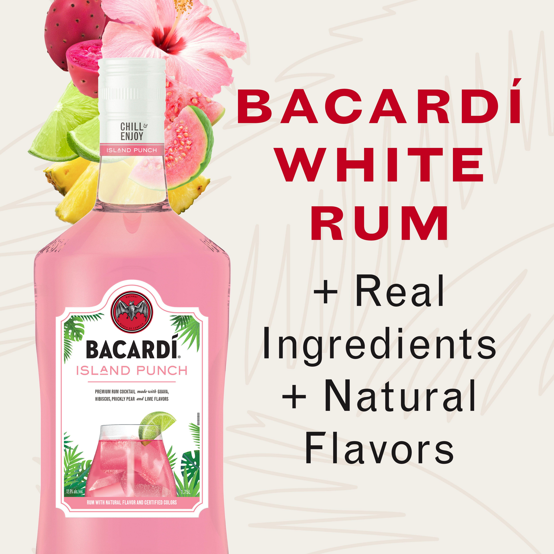 slide 2 of 5, Bacardí Bacardi Island Punch Ready To Serve Premium Rum Cocktail, Gluten Free 12.5% 175Cl/1.75L, 1.75 liter