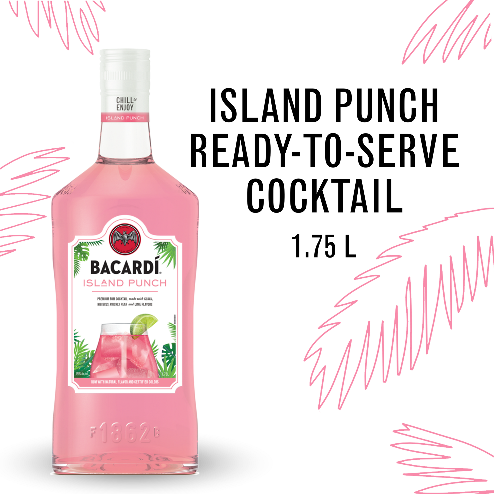 slide 4 of 5, Bacardí Bacardi Island Punch Ready To Serve Premium Rum Cocktail, Gluten Free 12.5% 175Cl/1.75L, 1.75 liter