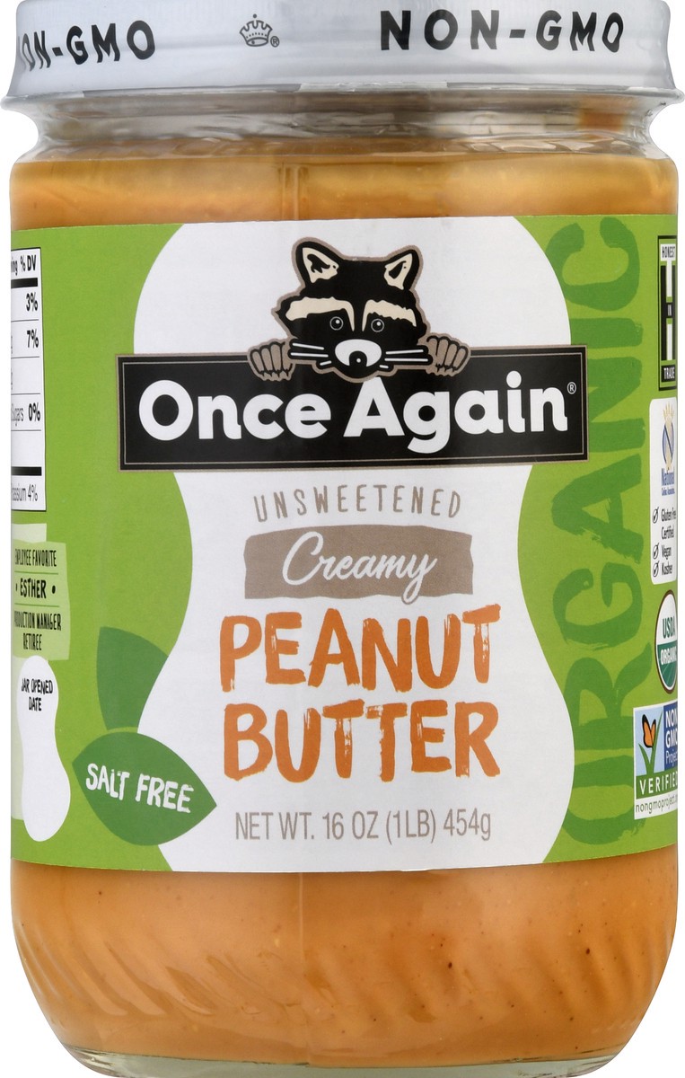 slide 1 of 5, Once Again Unsweetened Salt Free Creamy Peanut Butter, 16 oz