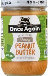 Once Again Unsweetened Salt Free Creamy Peanut Butter 16 oz