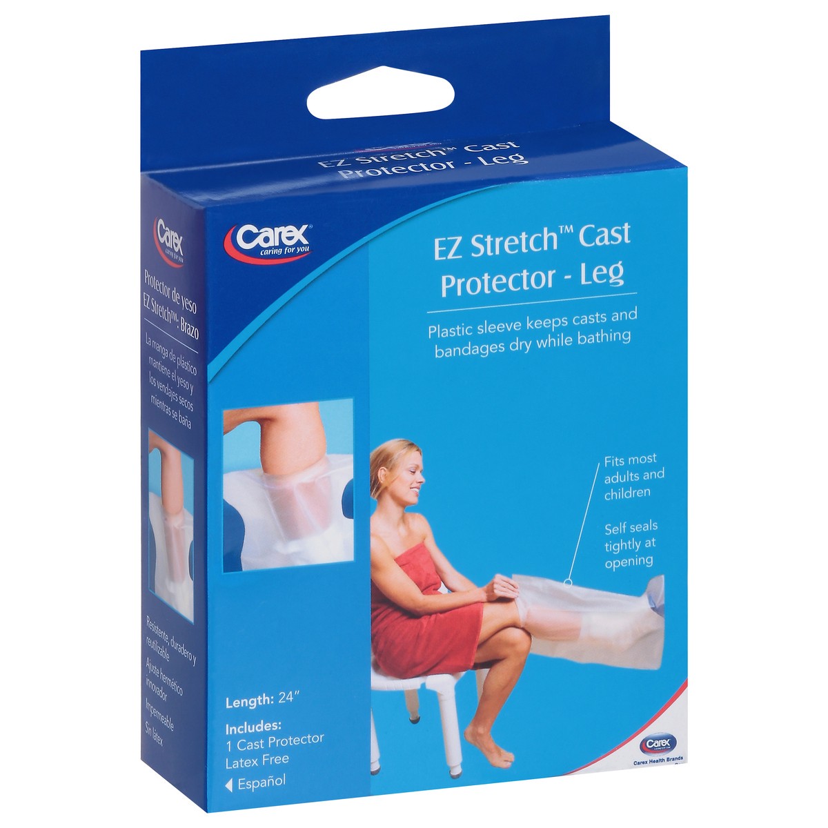 slide 3 of 9, Carex EZ Stretch 24 Inch Leg Cast Protector 1 ea, 1 ct