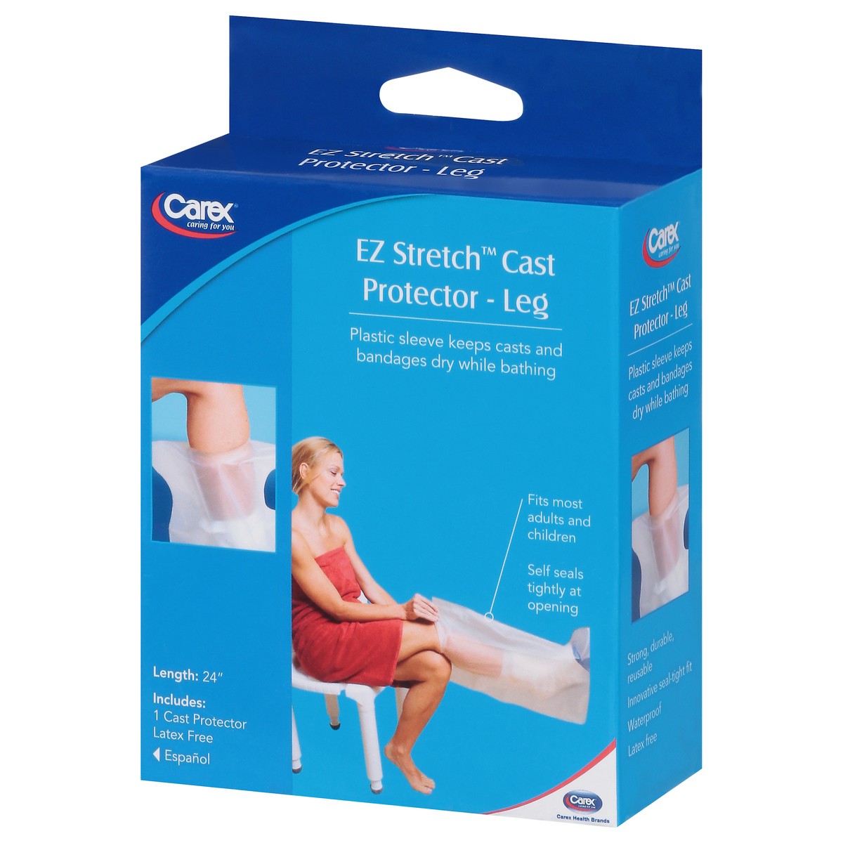 slide 4 of 9, Carex EZ Stretch 24 Inch Leg Cast Protector 1 ea, 1 ct