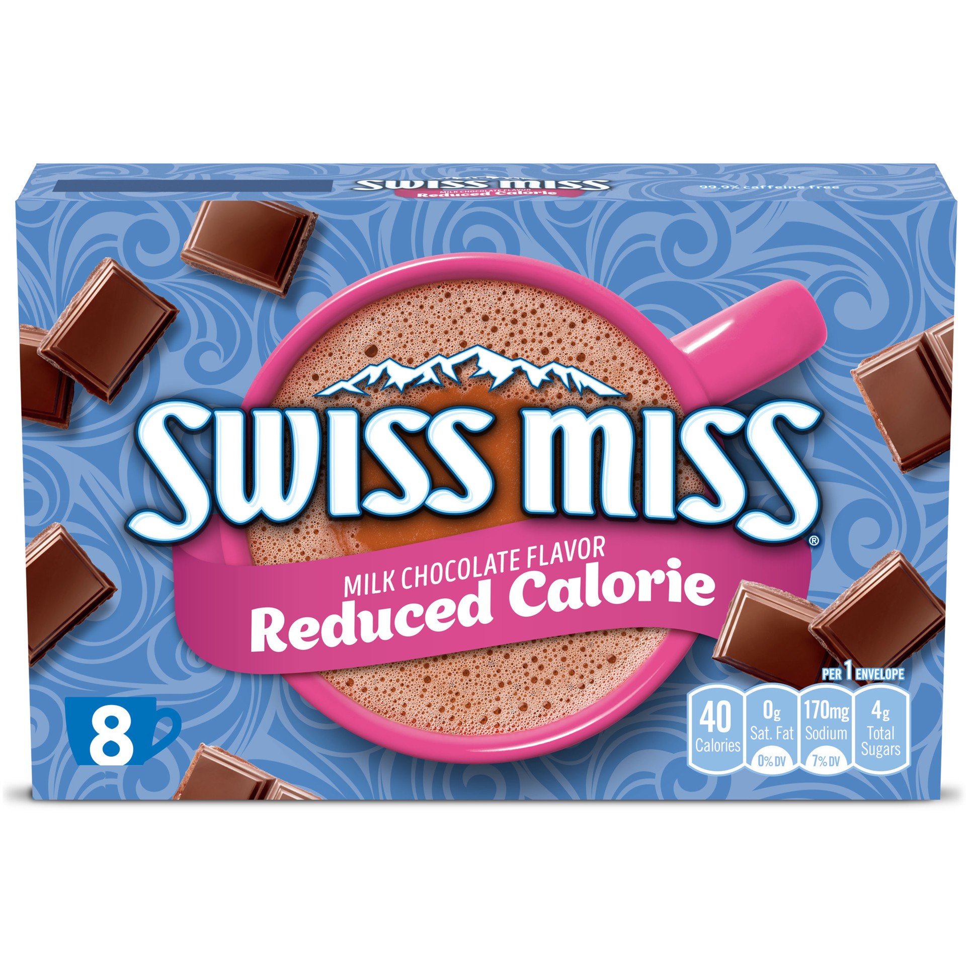 slide 1 of 1, Swiss Miss Reduced Calorie Milk Chocolate Flavor Hot Cocoa Mix Envelope 8 ea, 8 ct; 0.39 oz