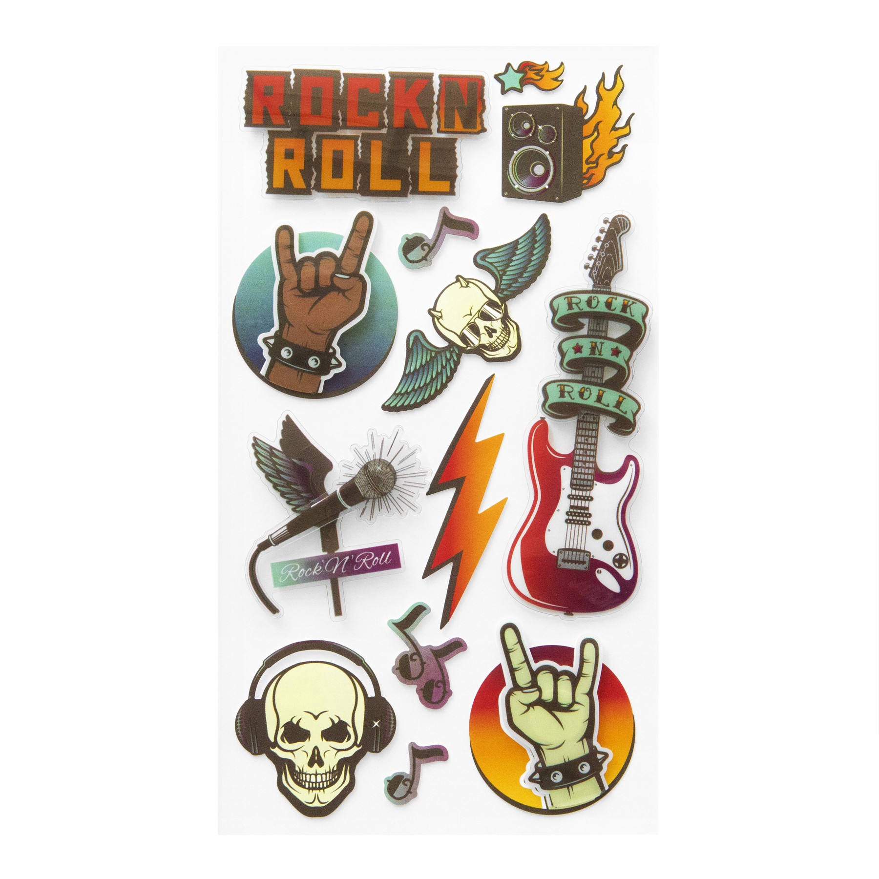slide 4 of 4, Rock And Roll Dimensional Stickers By Recollections, 3.875 in x 7 in