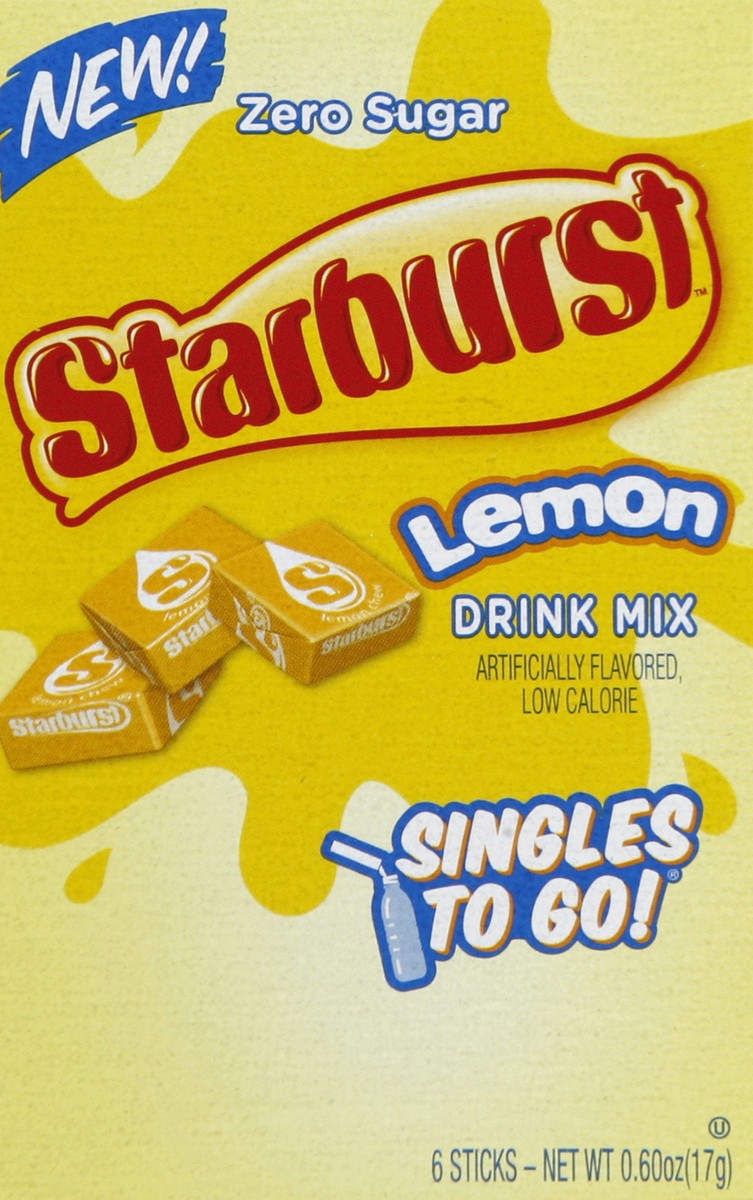 slide 5 of 6, Starburst Singles Lemon Drink Mix, 6 ct