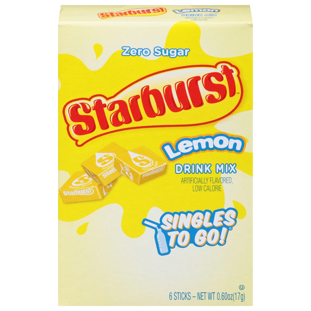 slide 1 of 6, Starburst Singles Lemon Drink Mix, 6 ct