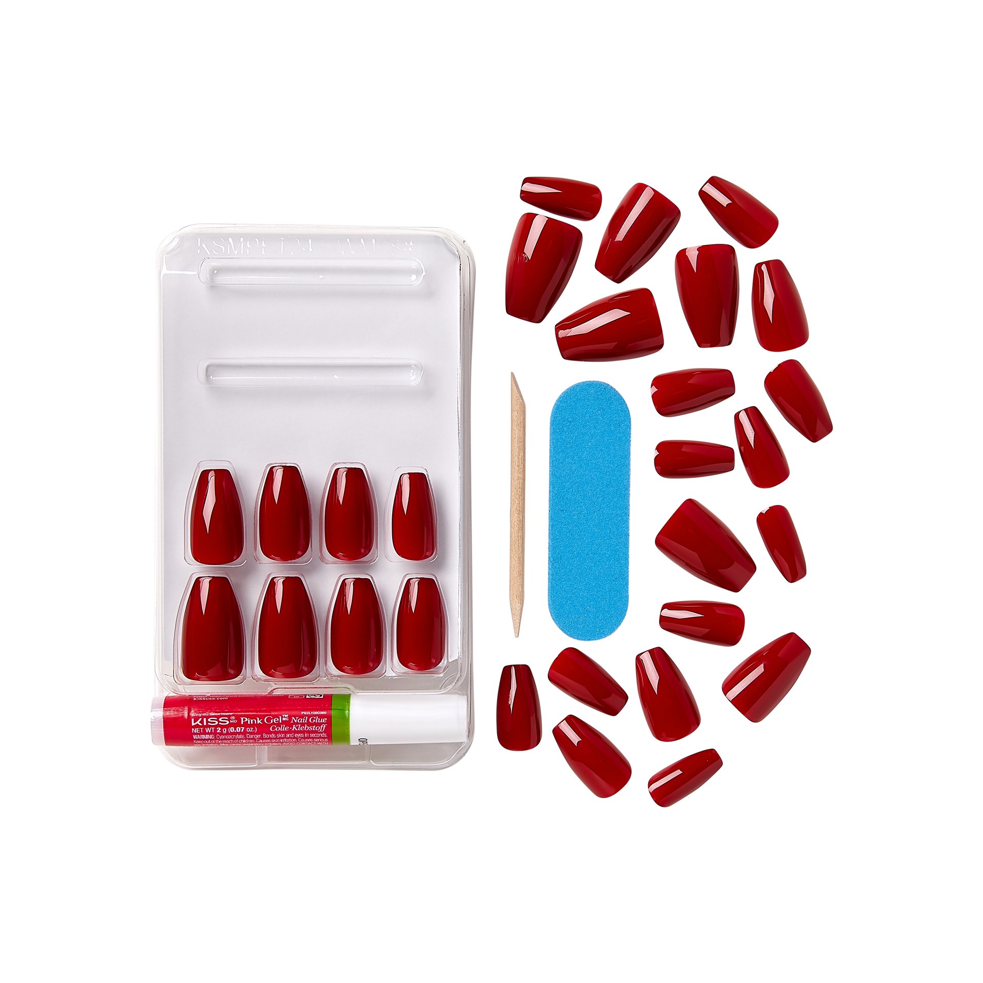 slide 5 of 5, KISS Gel Fantasy Sculpted Halloween Press-On Nails, Solid Red, Medium, Coffin, 31 Ct., 1 ct