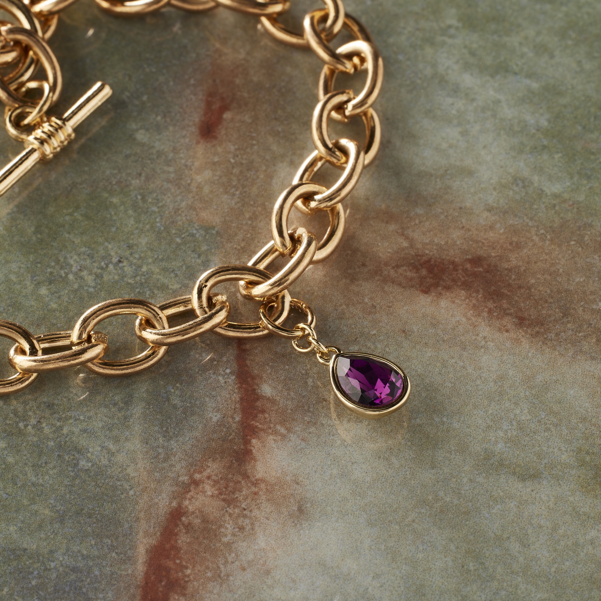 slide 3 of 5, 14k Gold Plated Amethyst Austrian Crystal Pear Charm By Bead Landing, 1mm x 5mm