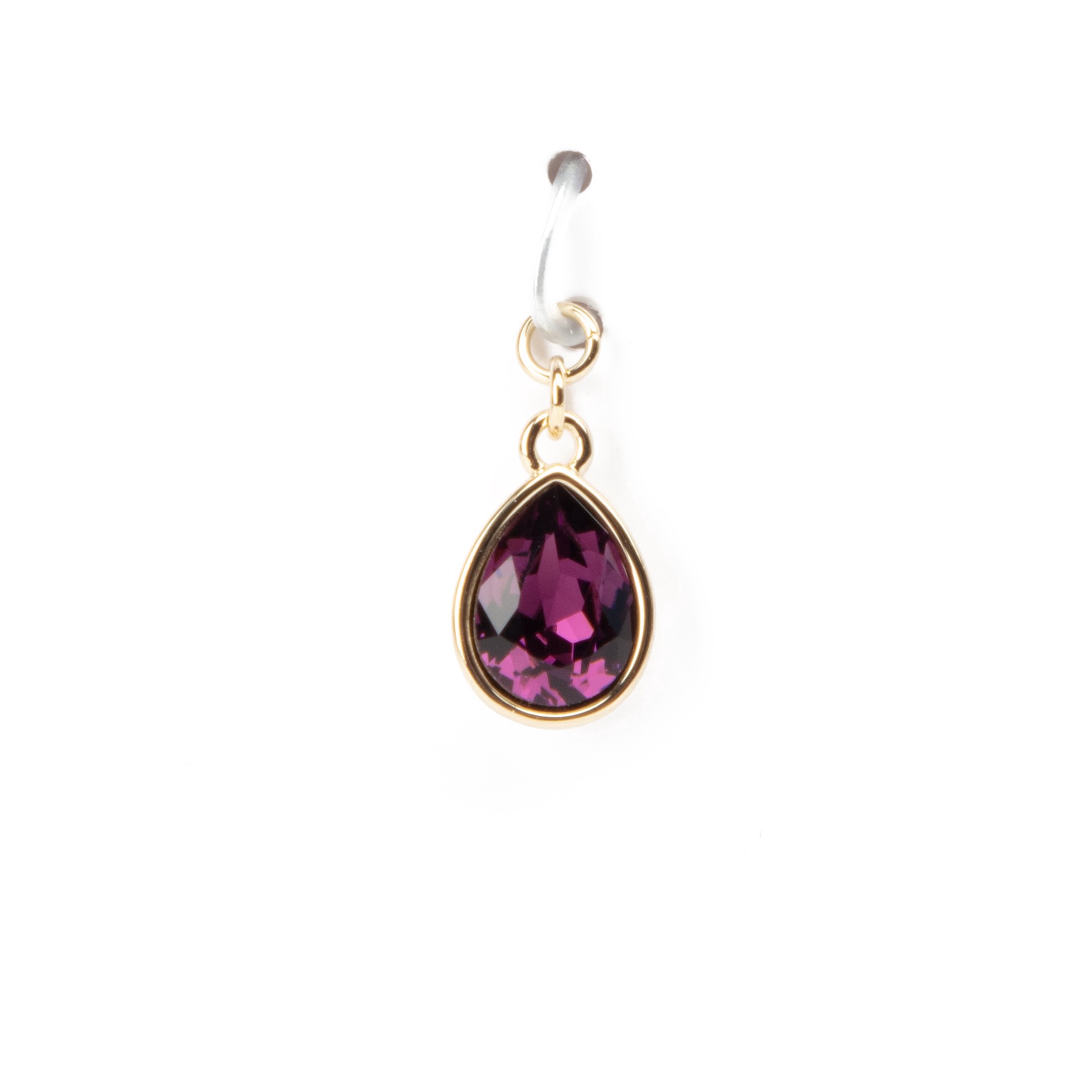 slide 5 of 5, 14k Gold Plated Amethyst Austrian Crystal Pear Charm By Bead Landing, 1mm x 5mm