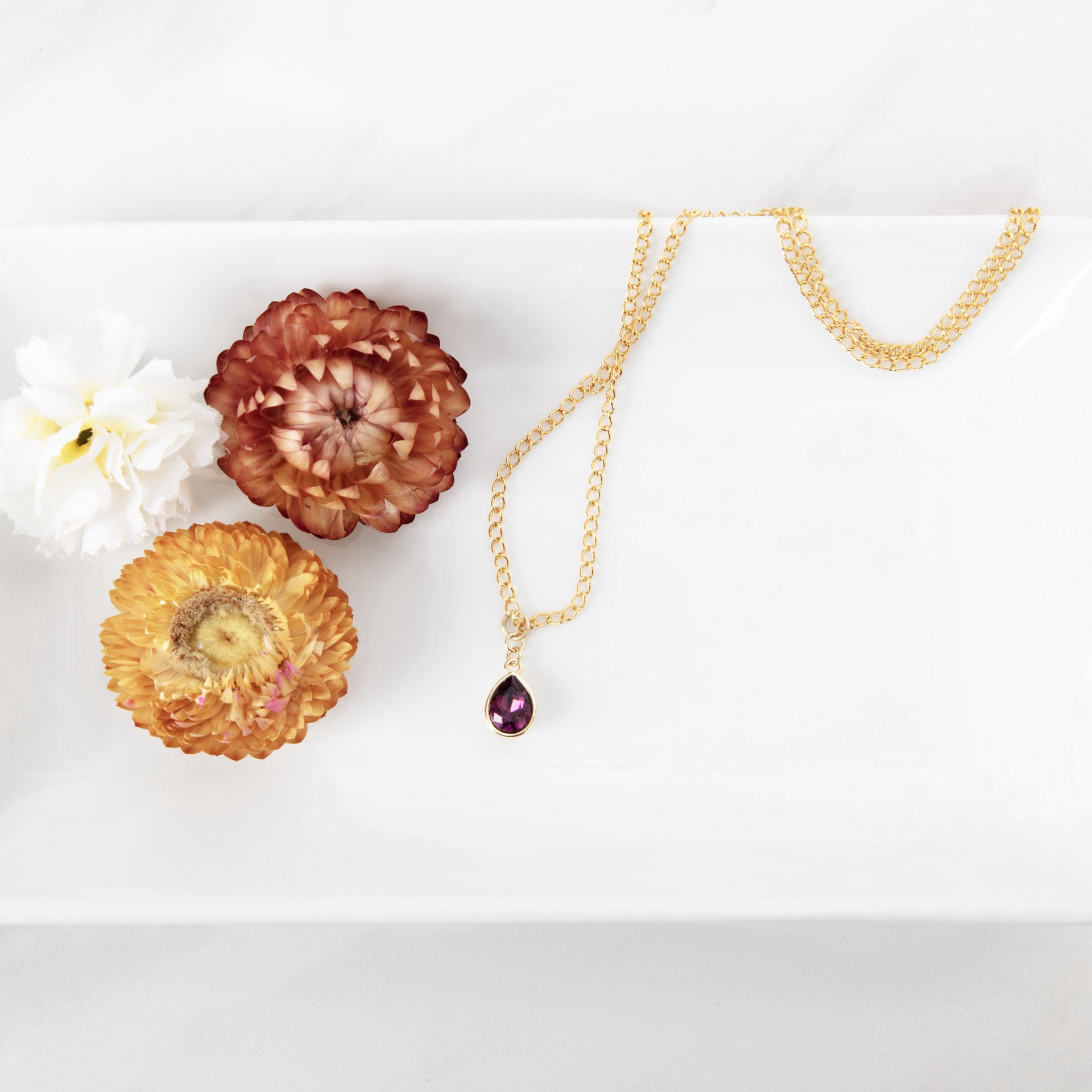 slide 2 of 5, 14k Gold Plated Amethyst Austrian Crystal Pear Charm By Bead Landing, 1mm x 5mm