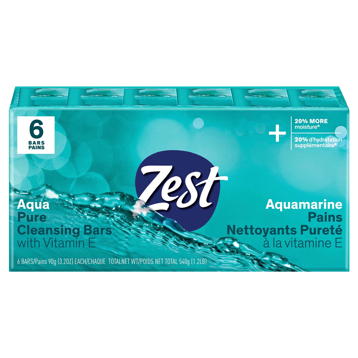 slide 1 of 7, Zest Aqua Soap Bar, 6 ct