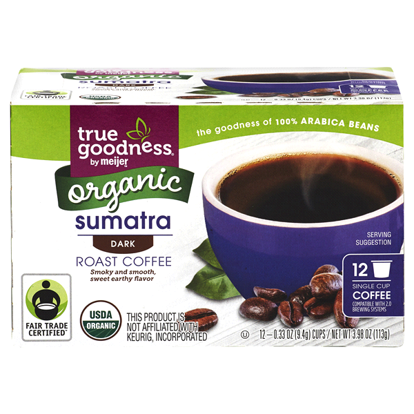 slide 1 of 3, True Goodness Organic Sumatra Coffee K-Cups, 12 ct